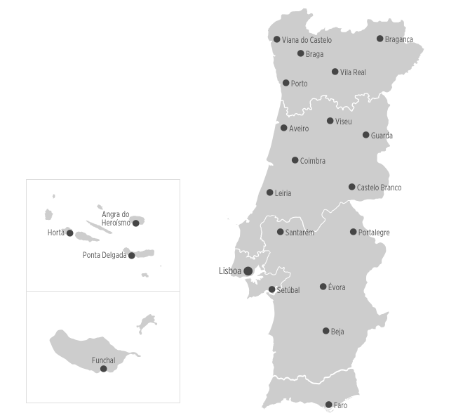 Mapa de Portugal black & white  Mapas de cidades e mapas do mundo